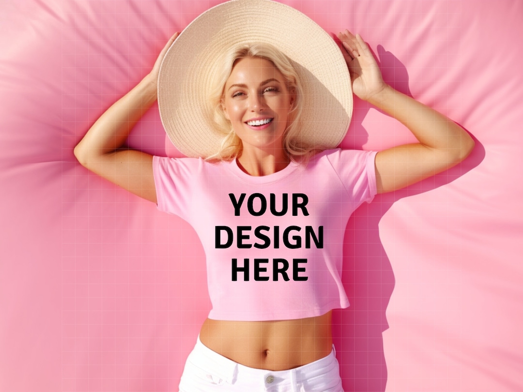 Crop Top Mockup | Summer T-shirt Mockup | Pink Cropped Tee | Mock up ...