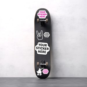 Sticker Mock Up, Skateboard Stickers Mock, Kiss Cut Vinyl Stickers Mockup, Die-Cut Stickers Mockup, Decal Mock Up, Skateboard Sticker Mockup