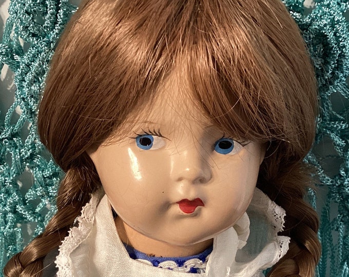 SALE -Composition Girl - Long Brown Pigtails - 1930’s