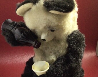 Jouet Automate Pêcheur Panda En Tôle - Alps Japan Vintage 1950 - Mécanique Ancien