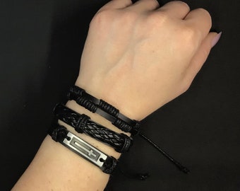 Leather cross bracelet