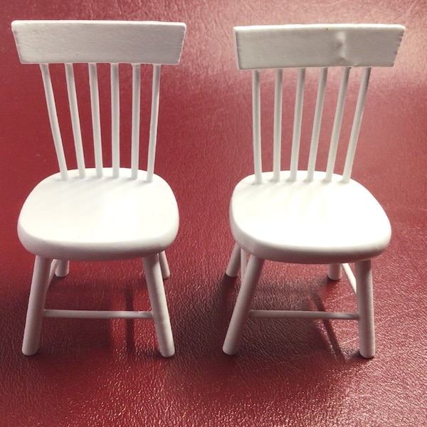 Set of White Wooden Spoke Chairs