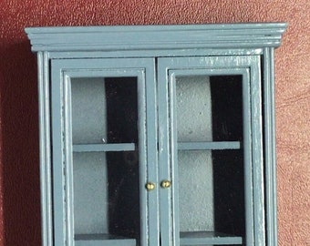 Doll House Miniature - Slate Blue China Cabinet