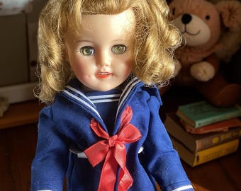 Vintage 1930's Ideal Shirley Temple Blue Dot Dress & Onsie for 18