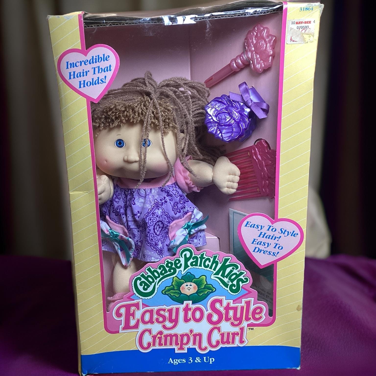 HASBRO CABBAGE PATCH EASY-TO-STYLE CRIMP 'N CURL blond hair
