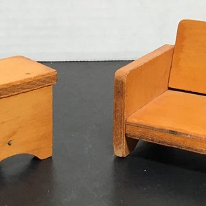 Miniature doll house handmade chair and table