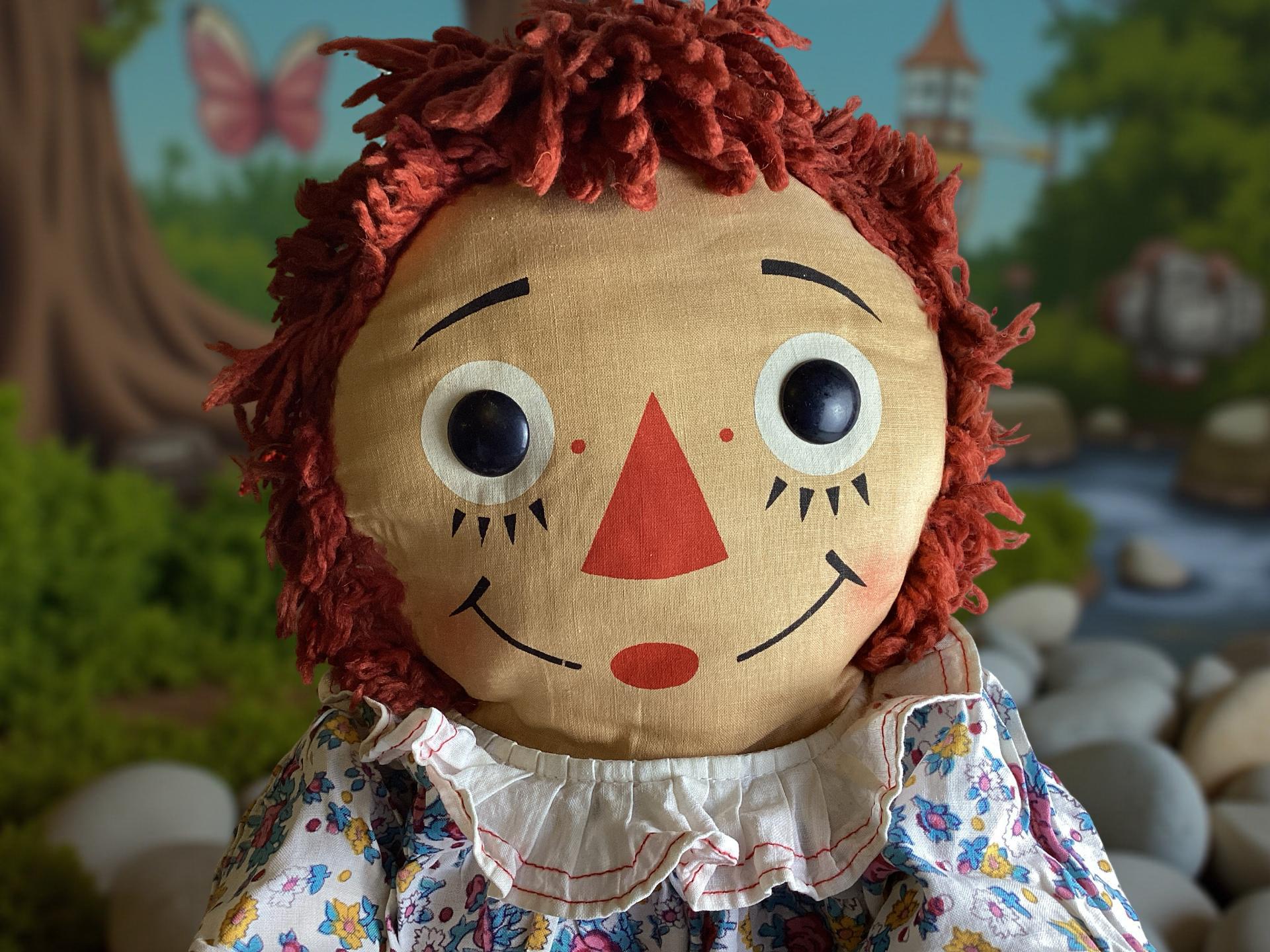 Vintage 30-inch Knickerbocker Raggedy Ann Doll | Red Hair, White