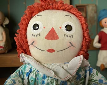 Vintage Georgene Raggedy Ann Doll 18 Inch | 1940s Cloth Doll | Classic Americana Collectible
