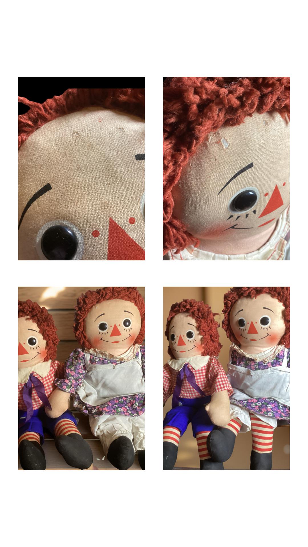 Vintage Knickerbocker Raggedy Ann and Andy Dolls - 1970s - 19 Inch