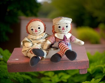 Vintage 15 Inch Knickerbocker Raggedy Ann & Andy Dolls - 1968