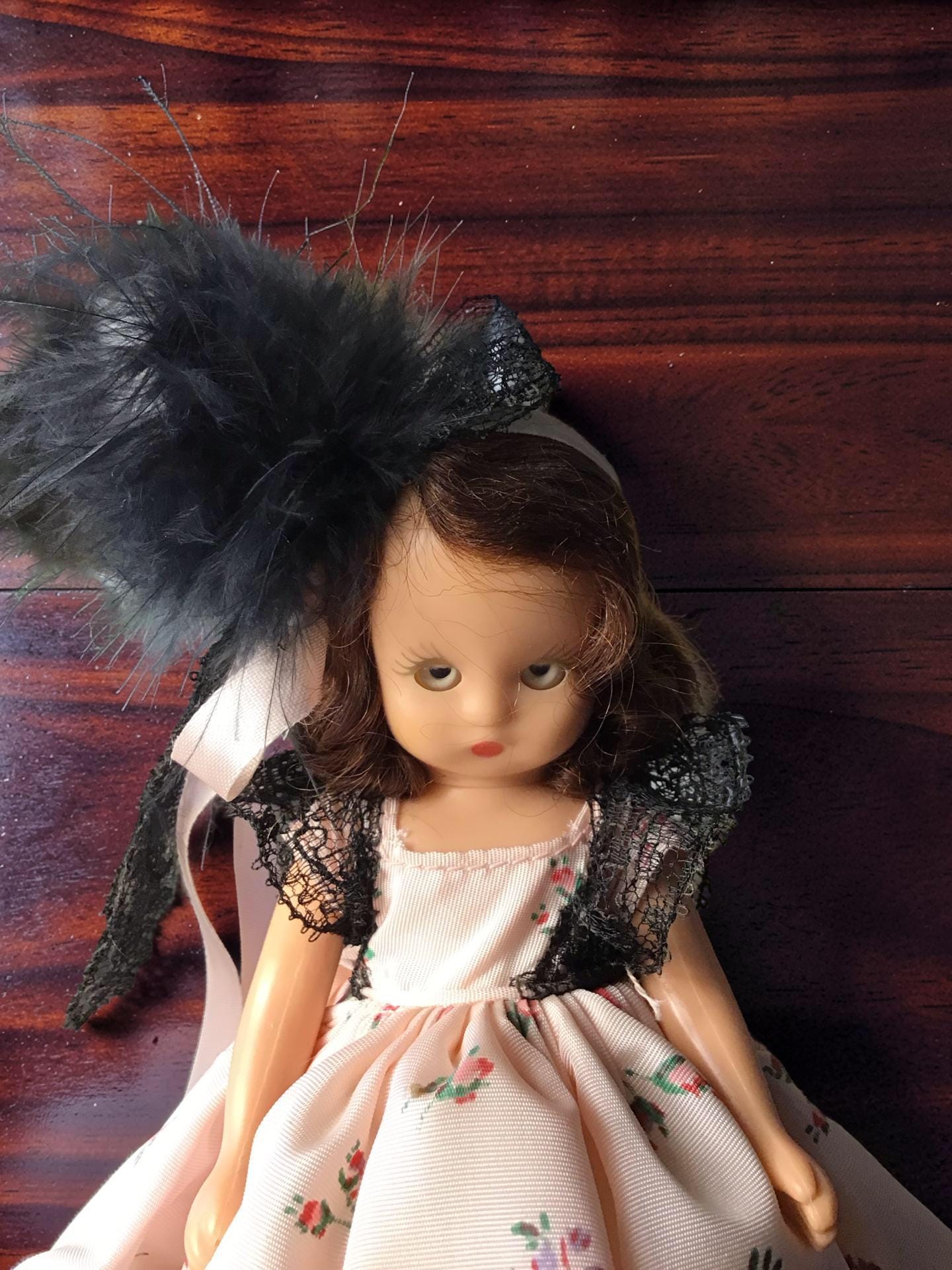 Vintage 1950s Nancy Ann Storybook Doll - 5 Inch - Black Feather