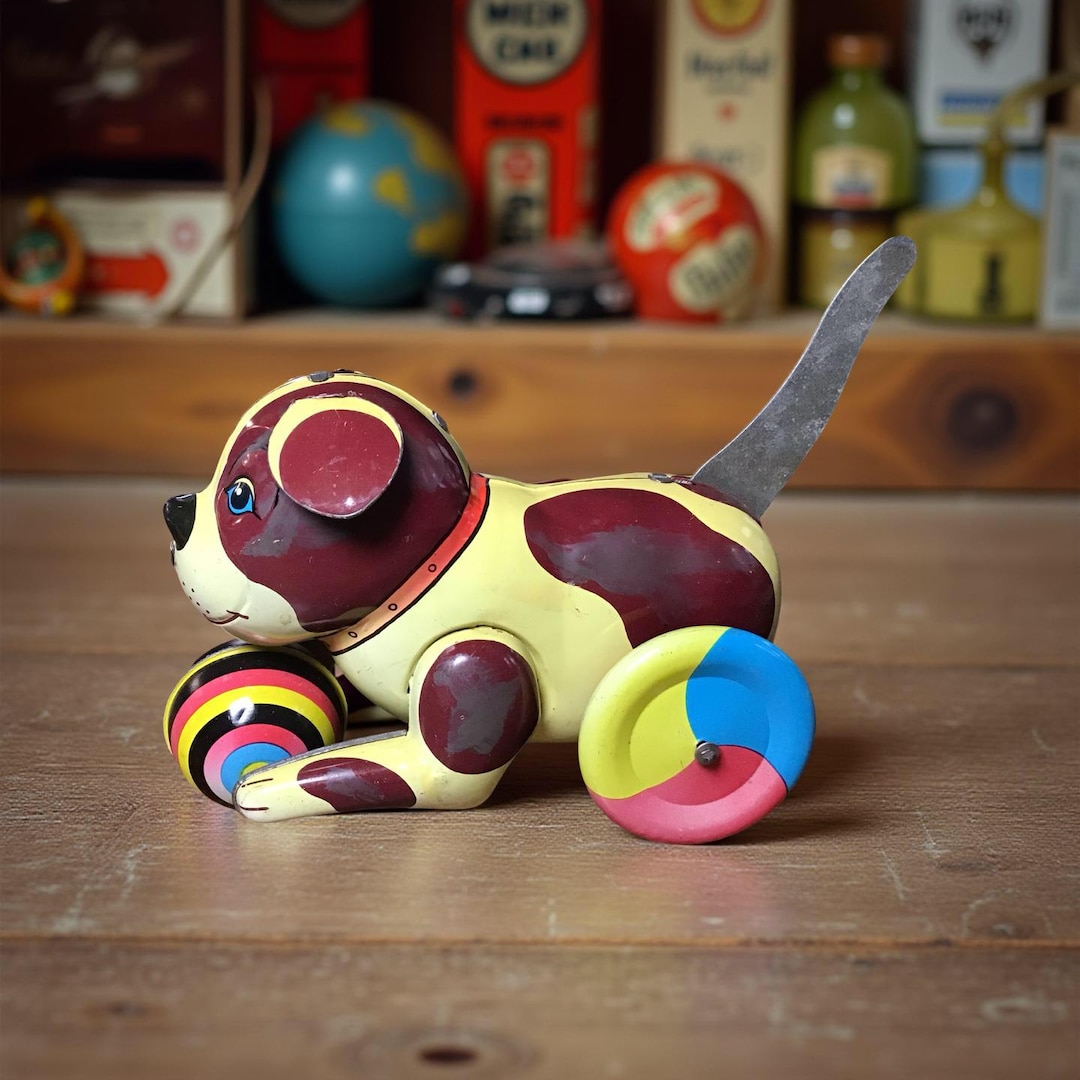 vintage-tin-toy-puppy-rolling-dog-with-ball-mid-century-collectible
