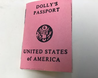 Miniature Doll Passport: Pink Paper Travel Accessory