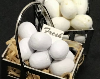 Double baskets of miniature eggs