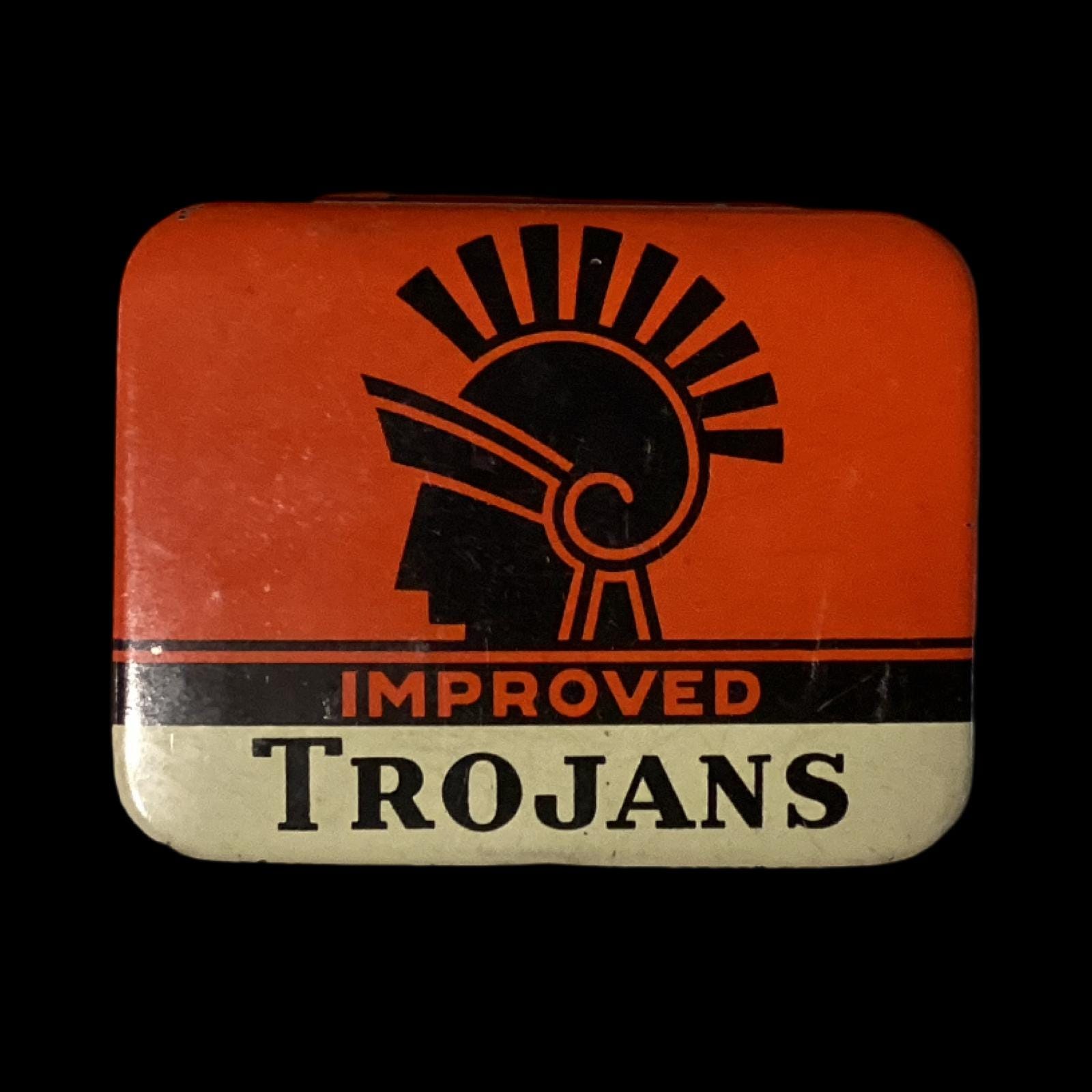 1930s Trojans Tin – Vintage Advertising Collectible With Booklet
