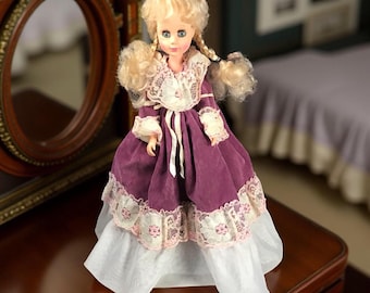 Vintage Uneeda Doll, 16-inch, Purple Velvet Dress
