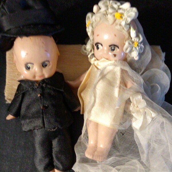 Mariés Kewpie Vintage 15 Cm - Poupées Bisque Rose O'Neill - Allemagne