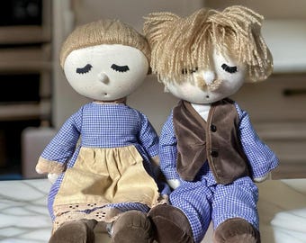 Selbstgemachte Stoffpuppe – 1970er Jahre – 38 cm