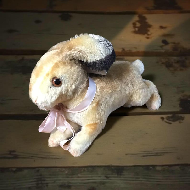 Steiff Brown Rabbit Vintage Steiff Plush Rabbit, Golden Yellow Bunny With Pink Ribbon - Etsy