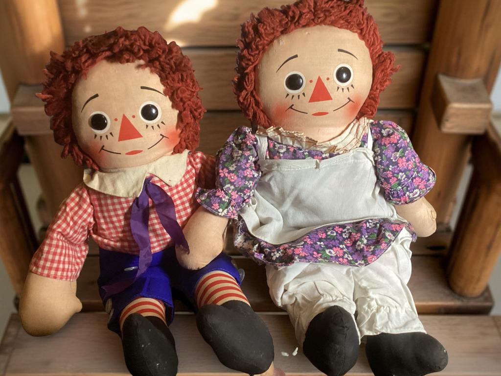Vintage Knickerbocker Raggedy Ann and Andy Dolls - 1970s - 19 Inch