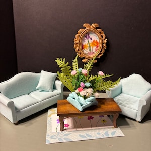 Baby Blue Dollhouse Livingroom