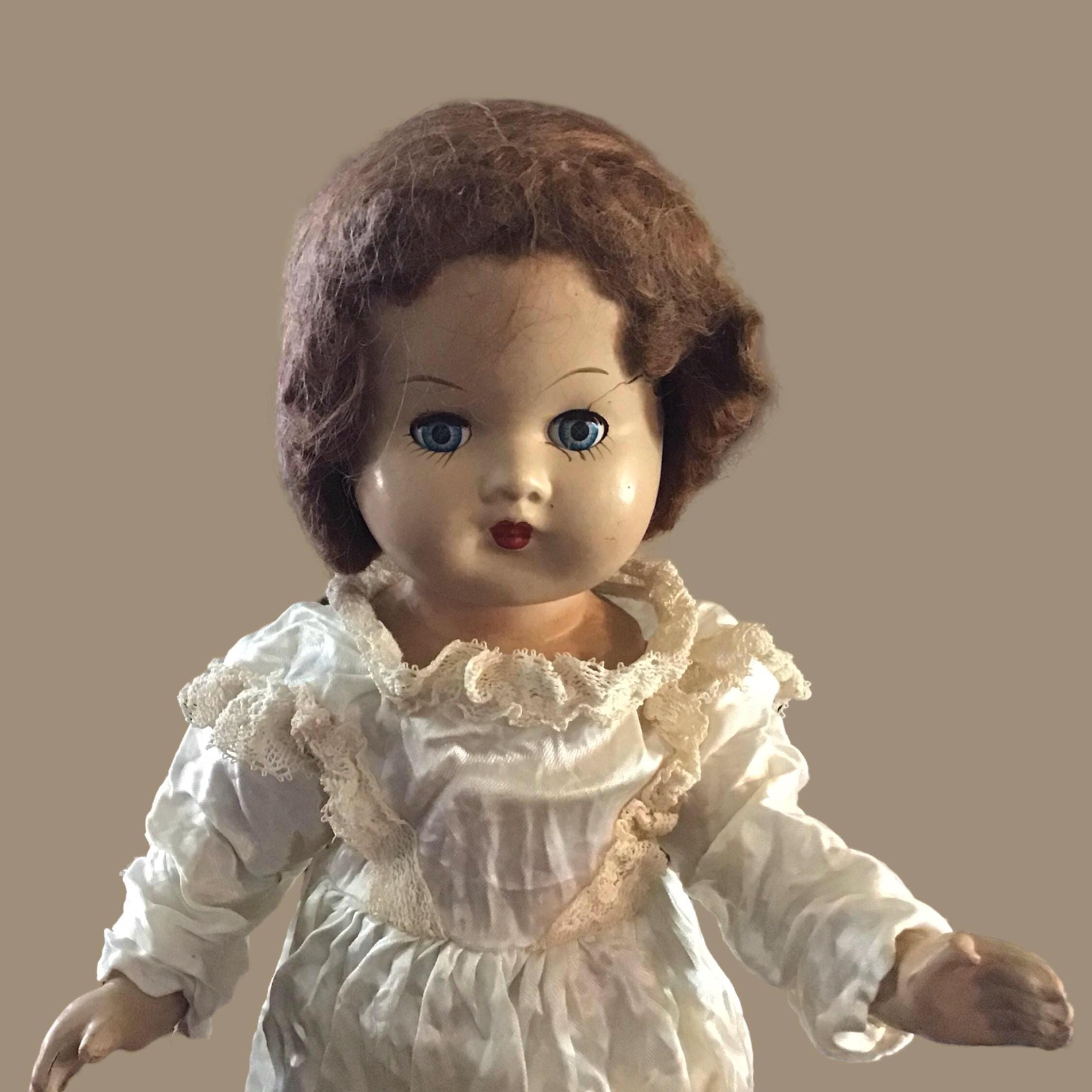 Ancienne Tête de poupée en carton bouillie Paris yeux sulfure