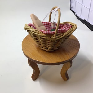 Miniature Maple Table with Bread Basket