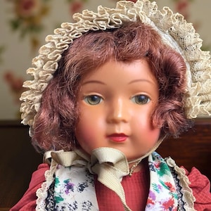 Vintage 1940’s German Celluloid Doll - Traditional Folk Dress - 1940’s Curly Haired Beauty with Hazel Eyes