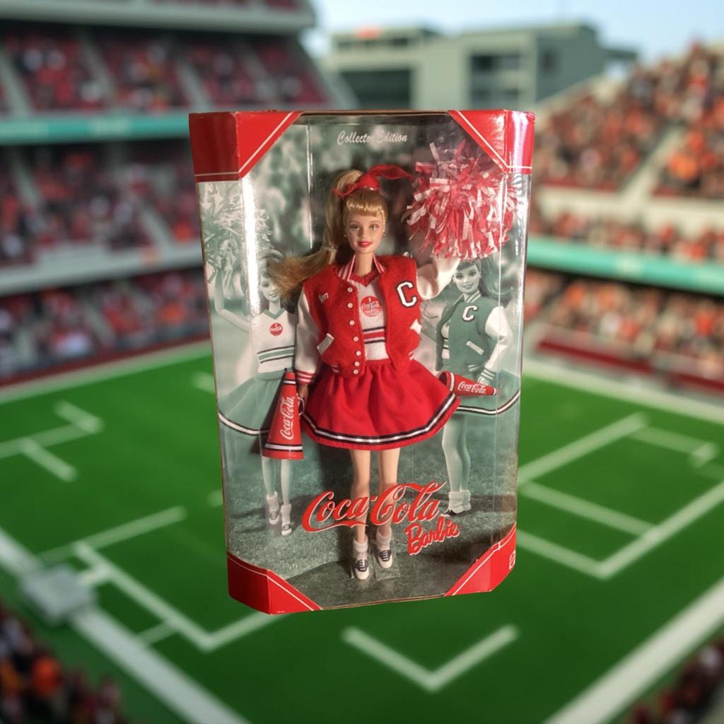 Barbie Coca-Cola Cheerleader Pompons 2000 Mattel 28376 - NRFB Boîte Abîmée