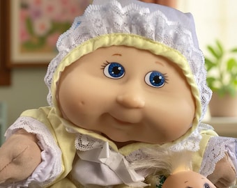 Cabbage Patch Preemie Doll – 10-Inch Baby with Yellow Nightgown & Matching Bonnet + Original Toy