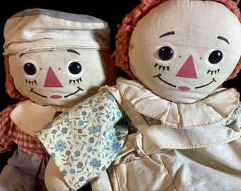 Vintage 15 Inch Knickerbocker Raggedy Ann & Andy Dolls - 1968 - Etsy
