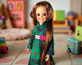 crissy doll green dress Vintage Ideal Black Crissy Grow Hair Doll Wearing Original Lime Green Lace Dress