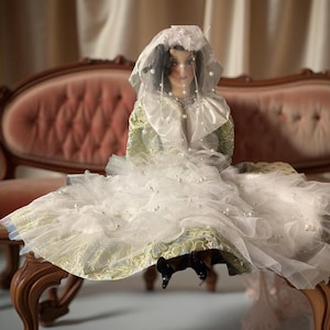 vintage doll in wedding dress cute Antique Bride Doll