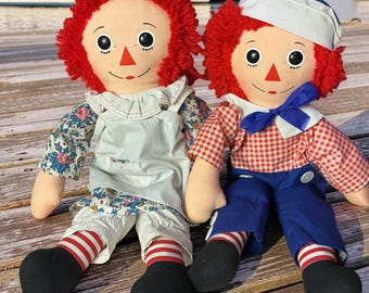 Vintage Knickerbocker Raggedy Andy 16” Cloth Rag Doll Circa 1960's