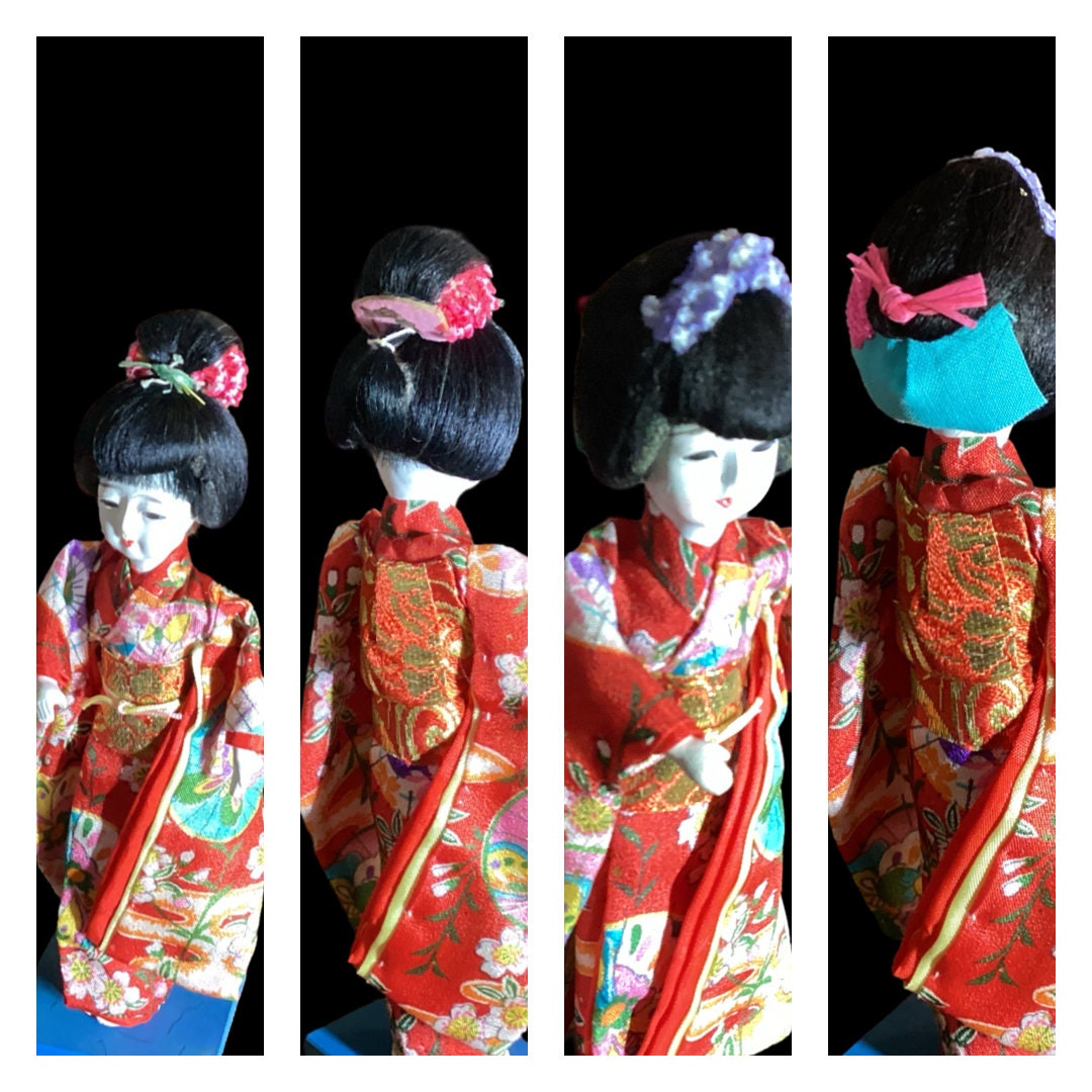 Hanako Japanese Doll With 6 Wigs in Original Box, MCM 6in
