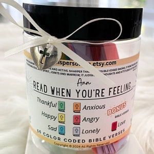 Versets bibliques avec code couleur d'écritures bibliques Pot Read Me When Christian Cadeaux pour femmes Cadeau pour lui et elle Cartes bibliques personnalisées Grace