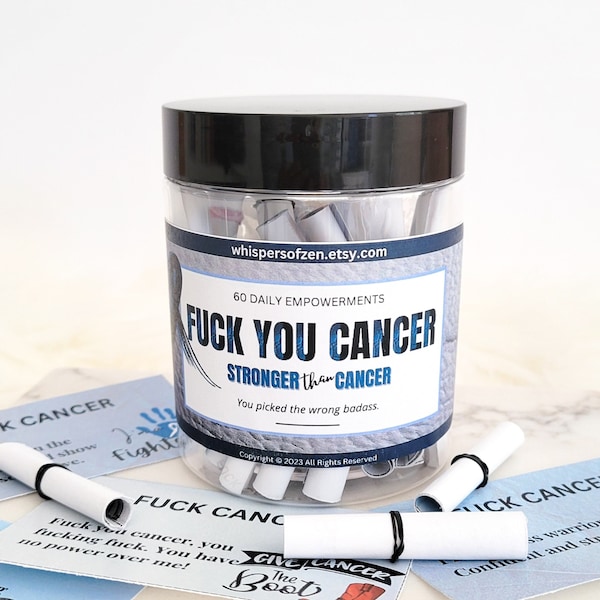 Cancer Gifts, Fuck You Cancer 60 Daily Affirmation Cards Jar, Get Well Soon, Mens Gift, Gift for Him, Self Care Mindfulness, Cancer Warrior