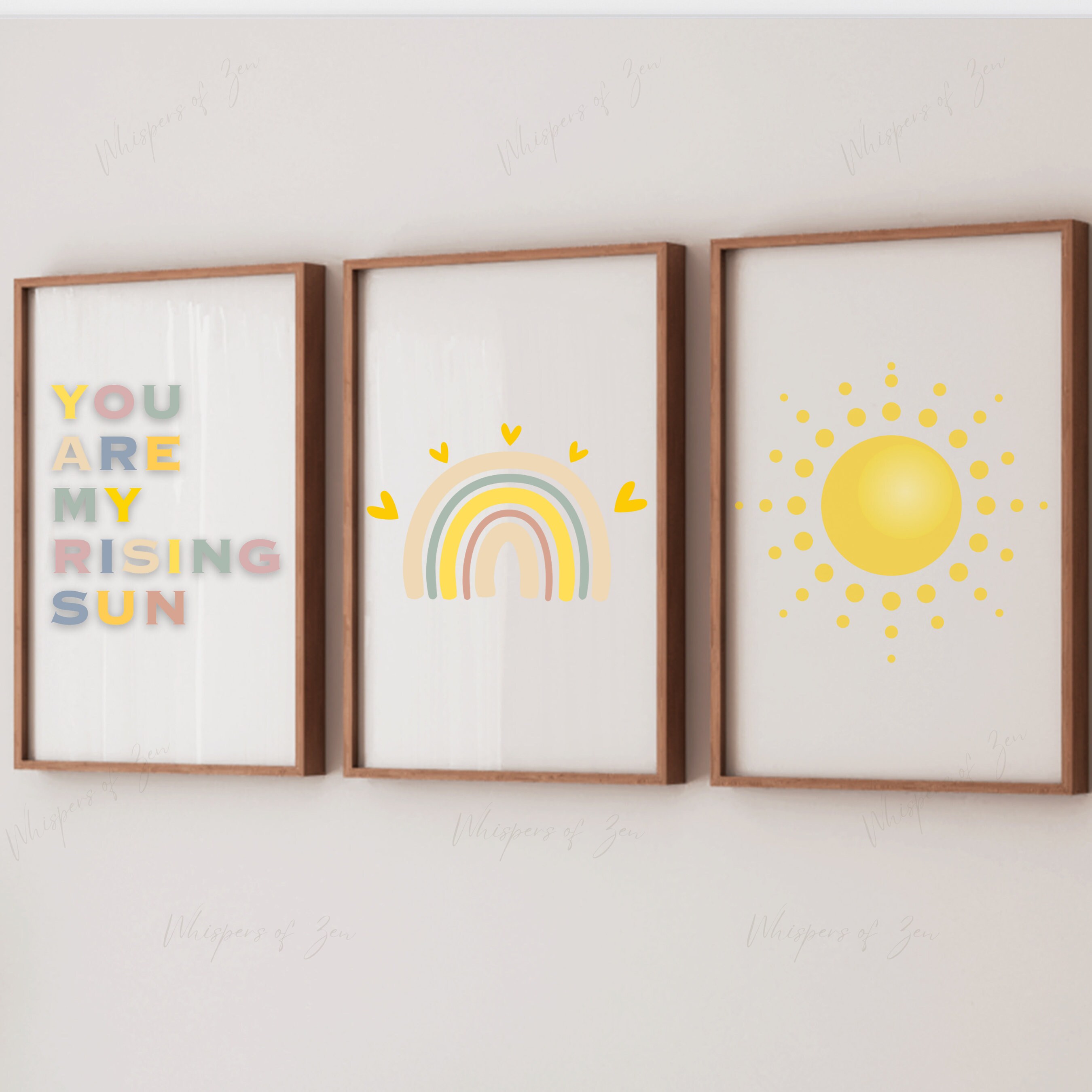Boho Nursery Wall Art Decor Set of 3 Rainbow Printable Playroom Art ...