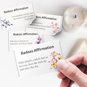 60 Swear Affirmations Jar Inspirational Positive Quotes Fierce AF Badass Bitch cartes, encouragement, cadeau de motivation pour le bureau des femmes