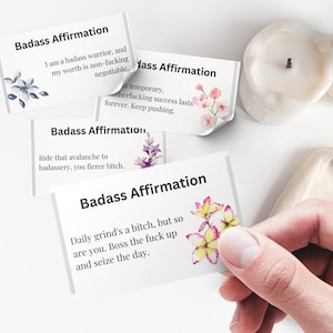 60 Swear Affirmations Jar Inspirational Positive Quotes Fierce AF Badass Bitch cards, encouragement, motivational gift for women office desk