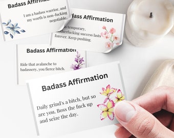 60 Swear Affirmations Jar Inspirational Positive Quotes Fierce AF Badass Bitch cards, encouragement, motivational gift for women office desk