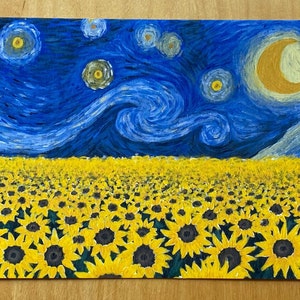 Carte Nuit étoilée et champ de tournesols comme drapeau de l'Ukraine