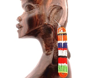 Pendientes originales Kenya Masai hechos a mano en abalorios multicolores, piezas únicas artesanales, colgantes de varias formas