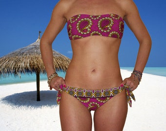 Kitenge Bikini estilo africano sexy bandeau bikini en sensitivo Kenya kanga beach line con cordones