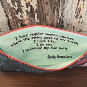 Funny Judy Gemstone quote from Righteous Gemstones accessory makeup pouch