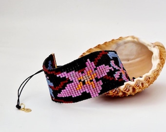 Dark Flowers Bracelet miyuki delica beads