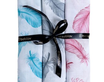 Highest quality muslin swaddle blankets 3-pack premium feathers