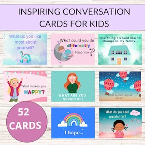 Cartões de conversa familiar, conversa de mesa, cartões de conversa, baralho de cartas para iniciantes, perguntas imprimíveis, aprendizagem emocional social para crianças