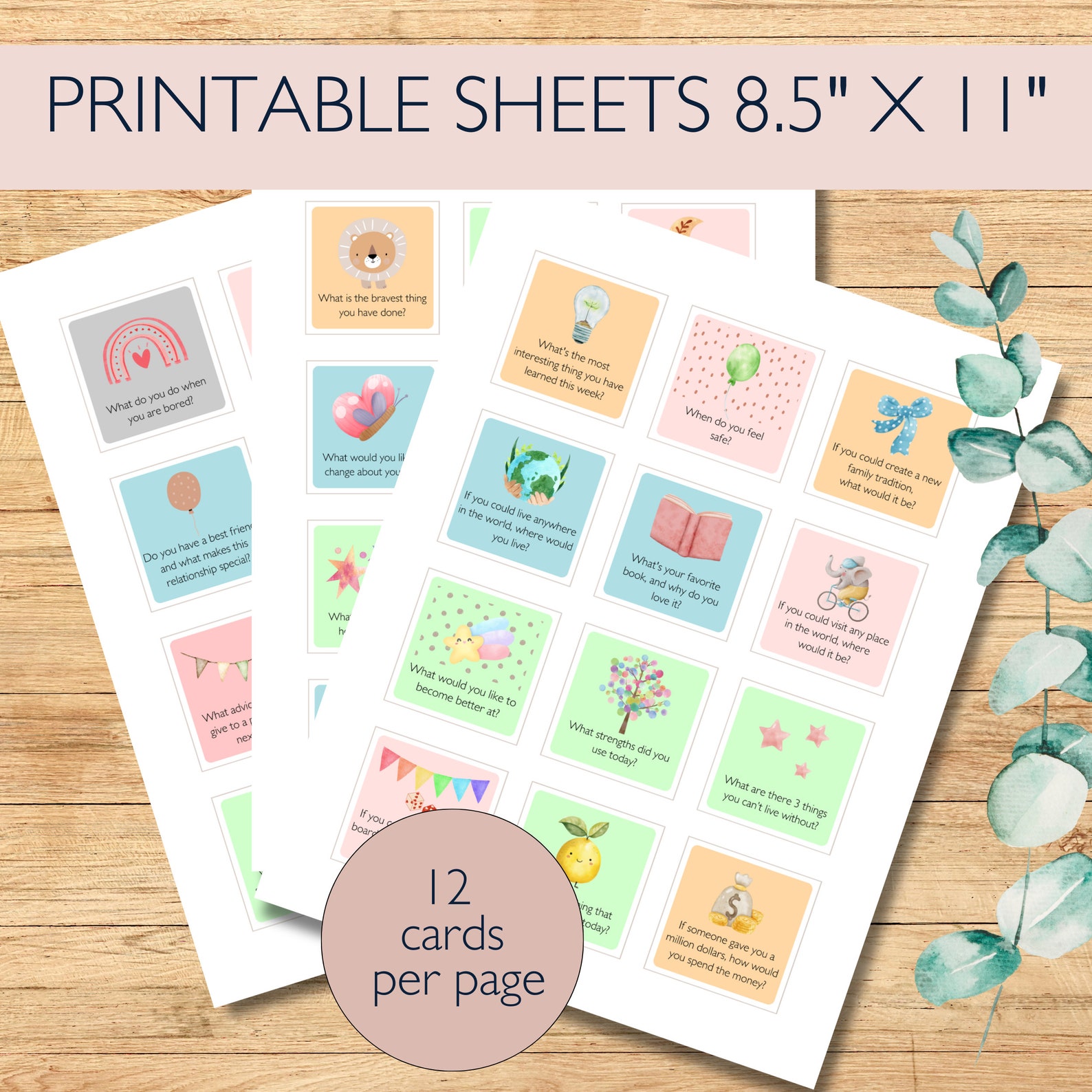Conversation Starter Cards Family Conversation Cards for Kid Table Talk ...