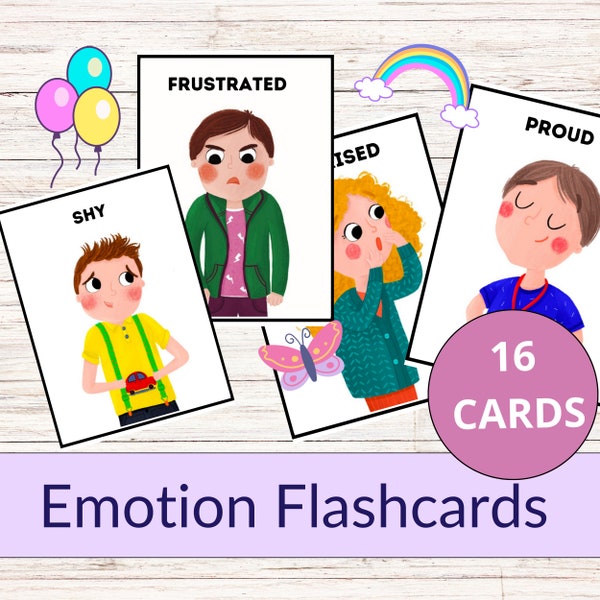 Emotion Feelings Flashcards Printable Kid Emotional Intelligence Cards Emotional Regulation Tools Social Emotional Learning Digital Download
